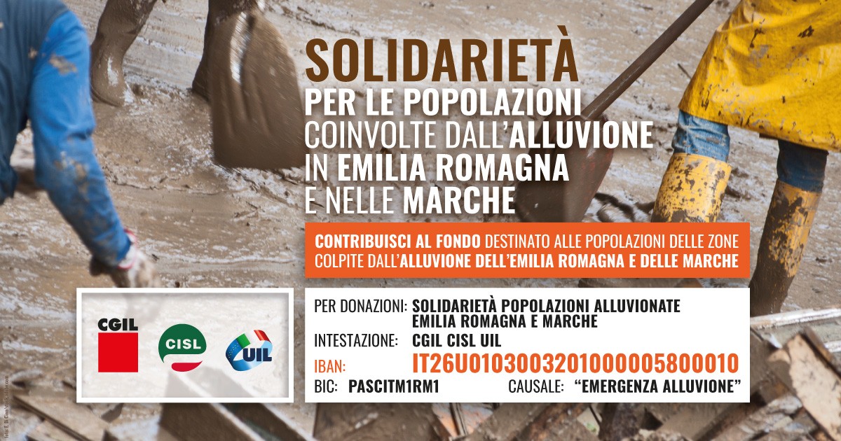 Alluvione ER Marche Cgil Cisl Uil postFB