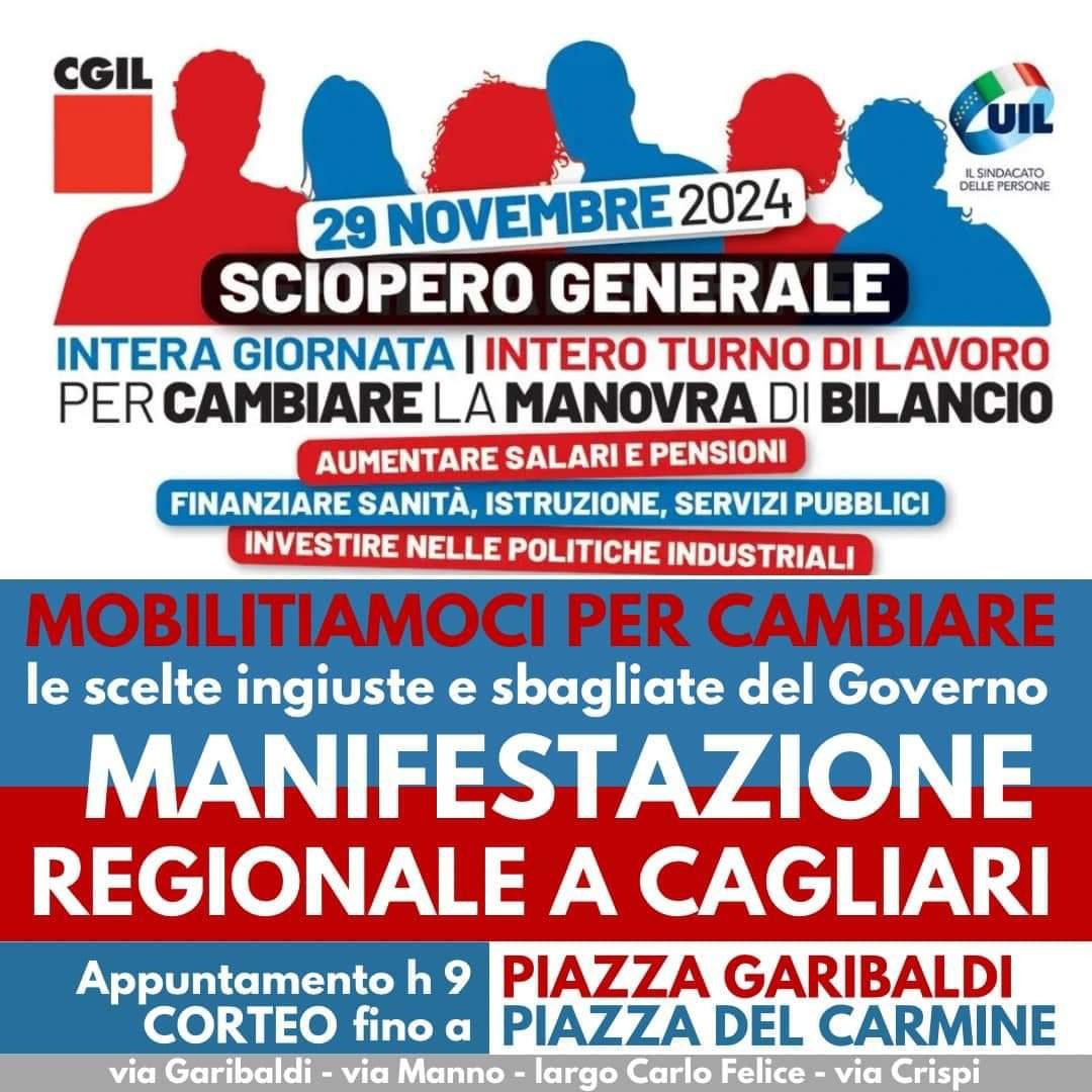 Volantino CGIL UIL Sciopero Cagliari 29nov24